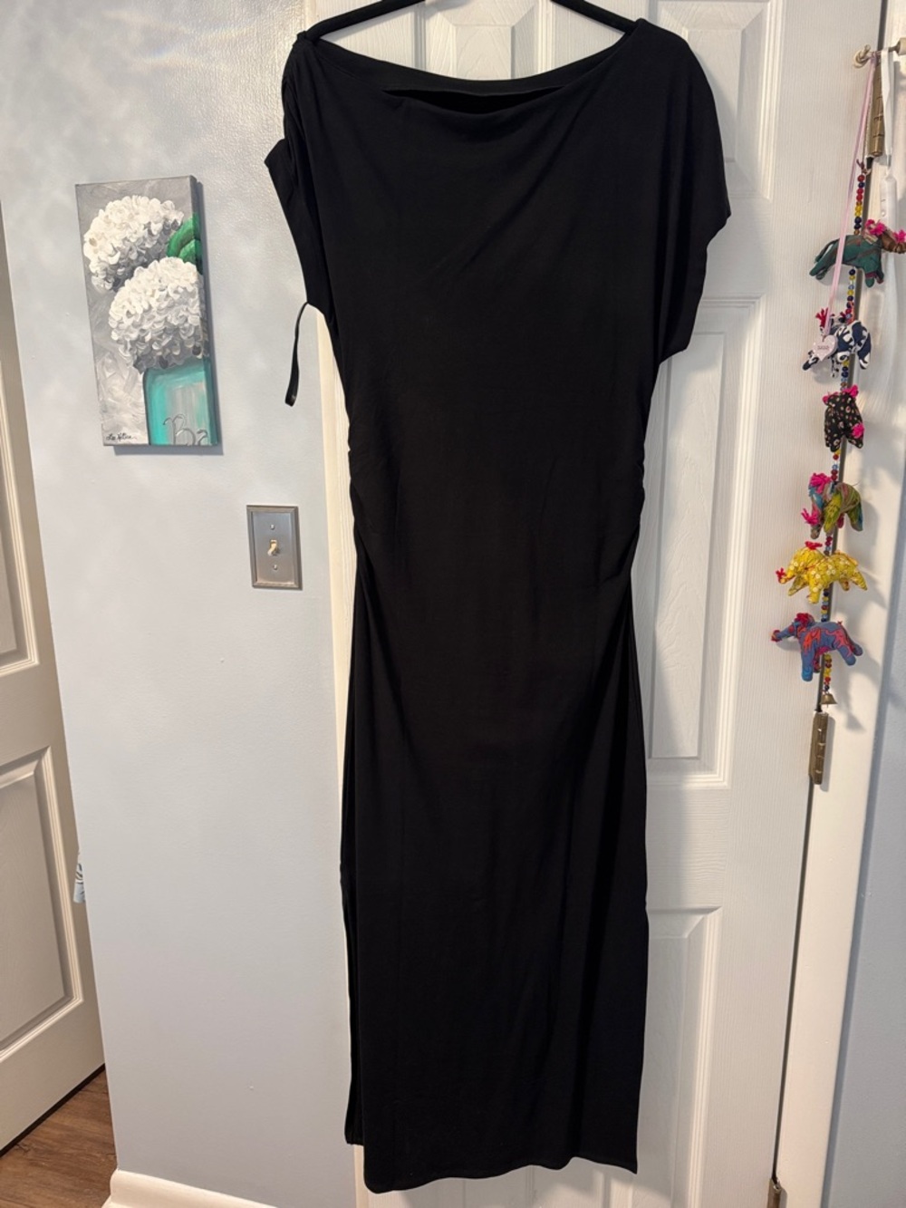 Asymmetrical Classic Black Women's Midi Dress